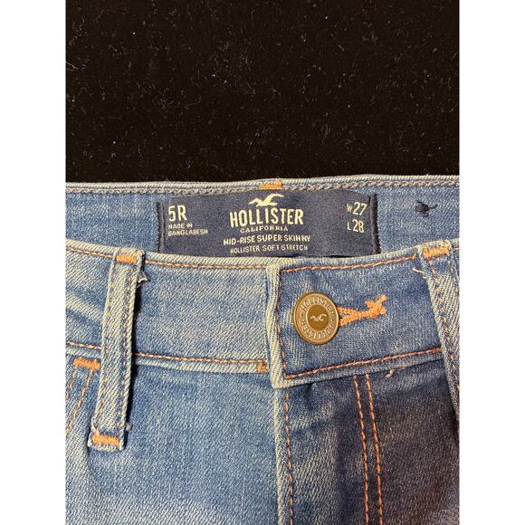 Hollister Jeans Mid-rise Super Skinny soft stretch 5R W27 L28 Destroyed Grunge - Picture 3 of 6